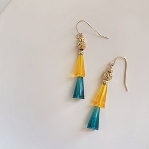 Retro Long drop shape glass crystal earrings
